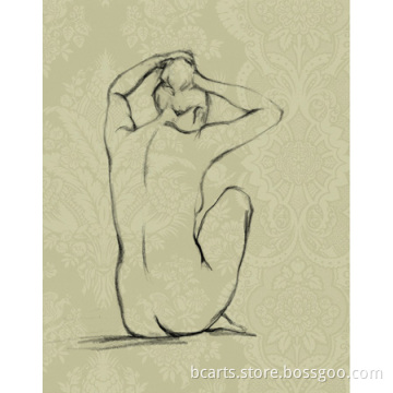 Nude girls painting naked girl handmade drawing fabric draw painting
